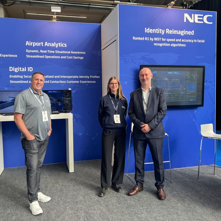 Emu Analytics team at the NEC stand at World Aviation Festival